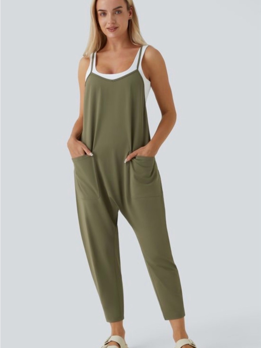 HALARA Pockets Ankle Length Casual Loose Tapered Jumpsuit